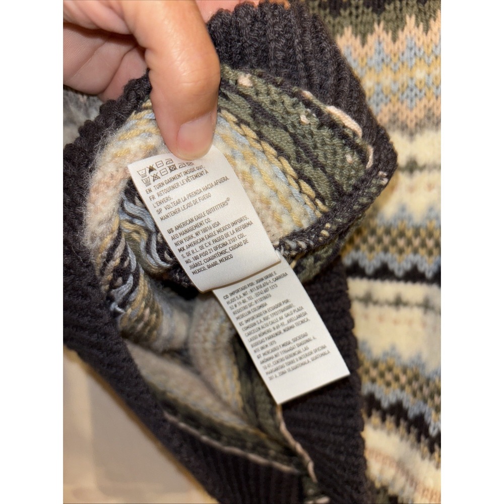 NWT American Eagle XS Festive Feels Sweater Cropped Fair Isle Cozy Mockneck - Picture 9 of 11